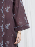 Edenrobe Allure Brown Printed Khaddar 3-Piece Suit | EWU6A3-37091-3P