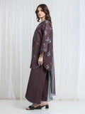 Edenrobe Allure Brown Printed Khaddar 3-Piece Suit | EWU6A3-37091-3P