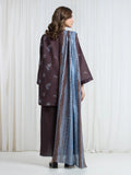 Edenrobe Allure Brown Printed Khaddar 3-Piece Suit | EWU6A3-37091-3P