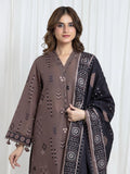 Edenrobe Allure Brown Printed Khaddar 3-Piece Suit | EWU6A3-37094-3P