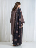 Edenrobe Allure Brown Printed Khaddar 3-Piece Suit | EWU6A3-37094-3P