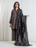 Edenrobe Allure Brown Printed Khaddar 3-Piece Suit | EWU6A3-37095-3P