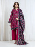 Edenrobe Allure Magenta Printed Khaddar 3-Piece Suit | EWU6A3-37099-3P