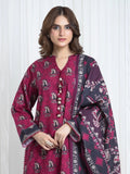 Edenrobe Allure Magenta Printed Khaddar 3-Piece Suit | EWU6A3-37099-3P