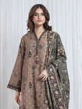 Edenrobe Allure Fawn Printed Khaddar 3-Piece Suit | EWU6A3-37101-3P