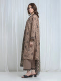 Edenrobe Allure Fawn Printed Khaddar 3-Piece Suit | EWU6A3-37101-3P