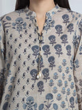 Edenrobe Allure Beige Printed Khaddar 3-Piece Suit | EWU6A3-37108-3P