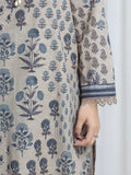 Edenrobe Allure Beige Printed Khaddar 3-Piece Suit | EWU6A3-37108-3P