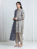 Edenrobe Allure Beige Printed Khaddar 3-Piece Suit | EWU6A3-37108-3P