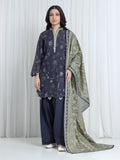 Edenrobe Allure Blue Printed Khaddar 3-Piece Suit | EWU6A3-37112-3P