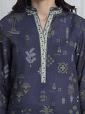 Edenrobe Allure Blue Printed Khaddar 3-Piece Suit | EWU6A3-37112-3P