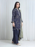 Edenrobe Allure Blue Printed Khaddar 3-Piece Suit | EWU6A3-37112-3P