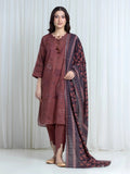 Edenrobe Allure Rose Printed Khaddar 3-Piece Suit | EWU6A3-37115-3P