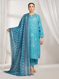Edenrobe Allure Teal Printed Khaddar 3-Piece Suit | EWU6A3-37116-3P