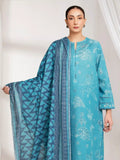 Edenrobe Allure Teal Printed Khaddar 3-Piece Suit | EWU6A3-37116-3P