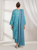 Edenrobe Allure Teal Printed Khaddar 3-Piece Suit | EWU6A3-37116-3P