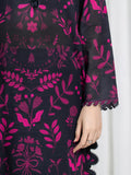 Edenrobe Allure Black Printed Khaddar 3-Piece Suit | EWU6A3-37121-3P
