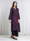 Edenrobe Allure Black Printed Khaddar 3-Piece Suit | EWU6A3-37121-3P