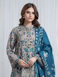 Edenrobe Allure Beige Printed Khaddar 3-Piece Suit | EWU6A3-37122-3P