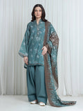 Edenrobe Allure Green Printed Khaddar 3-Piece Suit | EWU6A3-37136-3P