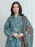 Edenrobe Allure Green Printed Khaddar 3-Piece Suit | EWU6A3-37136-3P