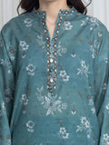 Edenrobe Allure Green Printed Khaddar 3-Piece Suit | EWU6A3-37136-3P