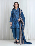Edenrobe Allure Blue Printed Khaddar 3-Piece Suit | EWU6A3-37143-3P