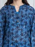 Edenrobe Allure Blue Printed Khaddar 3-Piece Suit | EWU6A3-37143-3P