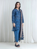 Edenrobe Allure Blue Printed Khaddar 3-Piece Suit | EWU6A3-37143-3P