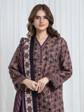 Edenrobe Allure Brown Printed Khaddar 3-Piece Suit | EWU6A3-37144-3P
