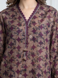 Edenrobe Allure Brown Printed Khaddar 3-Piece Suit | EWU6A3-37144-3P