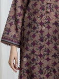 Edenrobe Allure Brown Printed Khaddar 3-Piece Suit | EWU6A3-37144-3P