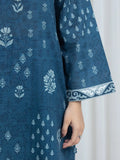 Edenrobe Allure Teal Blue Printed Khaddar 3-Piece Suit | EWU6A3-37163-3P