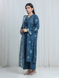 Edenrobe Allure Teal Blue Printed Khaddar 3-Piece Suit | EWU6A3-37163-3P