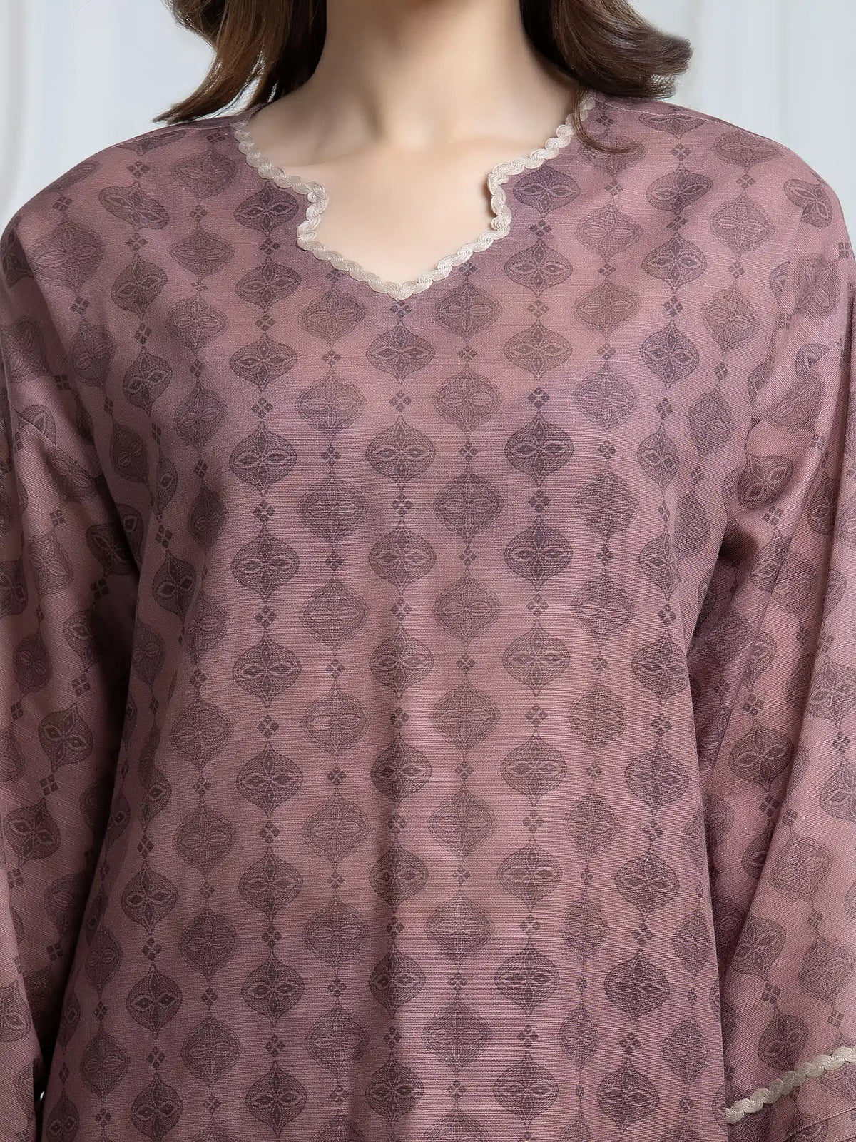 Edenrobe Allure Rose Printed Khaddar 3-Piece Suit | EWU6A3-37172-3P