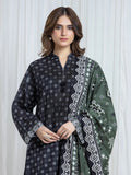 Edenrobe Allure Black Printed Khaddar 3-Piece Suit | EWU6A3-37174-3P