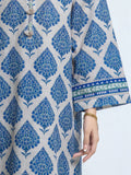 Edenrobe Allure Ash Grey Printed Khaddar 3-Piece Suit | EWU6A3-37177-3P