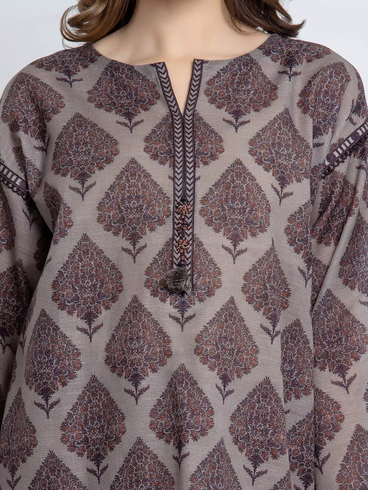 Edenrobe Allure Sage Printed Khaddar 3-Piece Suit | EWU6A3-37178-3P