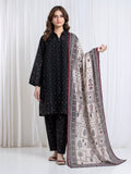 Edenrobe Allure Black Printed Khaddar 3-Piece Suit | EWU6A3-37179-3P