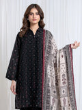 Edenrobe Allure Black Printed Khaddar 3-Piece Suit | EWU6A3-37179-3P