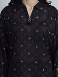 Edenrobe Allure Black Printed Khaddar 3-Piece Suit | EWU6A3-37179-3P