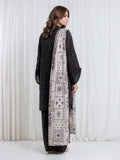 Edenrobe Allure Black Printed Khaddar 3-Piece Suit | EWU6A3-37179-3P