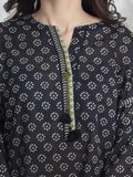 Edenrobe Allure Black Printed Khaddar 3-Piece Suit | EWU6A3-37181-3P