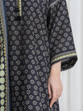 Edenrobe Allure Black Printed Khaddar 3-Piece Suit | EWU6A3-37181-3P