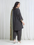 Edenrobe Allure Black Printed Khaddar 3-Piece Suit | EWU6A3-37181-3P