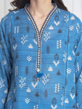 Edenrobe Allure Blue Printed Khaddar 3-Piece Suit | EWU6A3-37183-3P