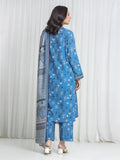 Edenrobe Allure Blue Printed Khaddar 3-Piece Suit | EWU6A3-37183-3P