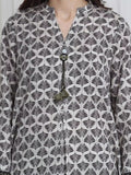 Edenrobe Allure Beige Printed Khaddar 3-Piece Suit | EWU6A3-37184-3P