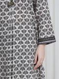 Edenrobe Allure Beige Printed Khaddar 3-Piece Suit | EWU6A3-37184-3P