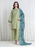 Edenrobe Allure Lime Printed Khaddar 3-Piece Suit | EWU6A3-37185-3P